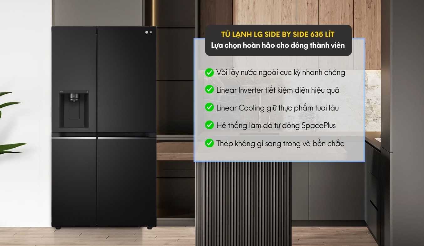 Tủ lạnh LG Inverter 635 lít GR-D257WB dung tích lớn